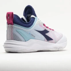 Diadora Speed Blushield Fly 4+ Clay Women's White/Blueprint/Pink -Fashion Shoe Store 117030 6